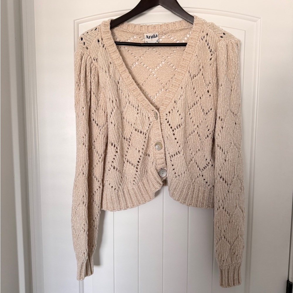 ARULA Beige Button-Up Cardigan